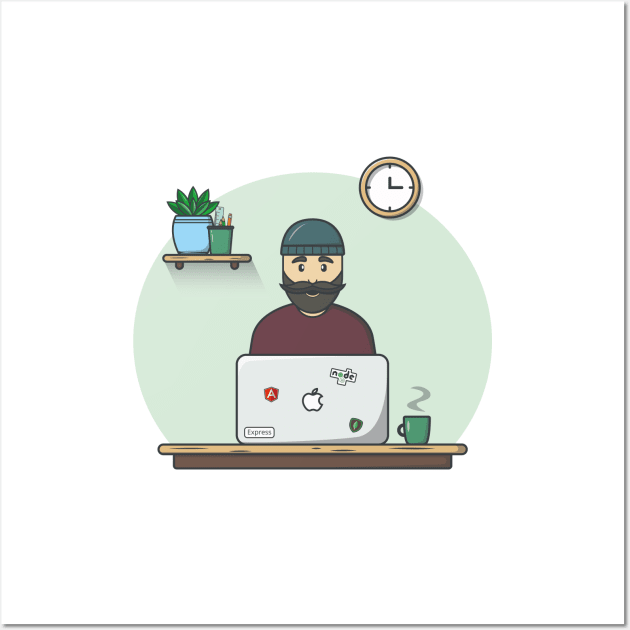 Hipster programmer - 3 Wall Art by OgyDesign